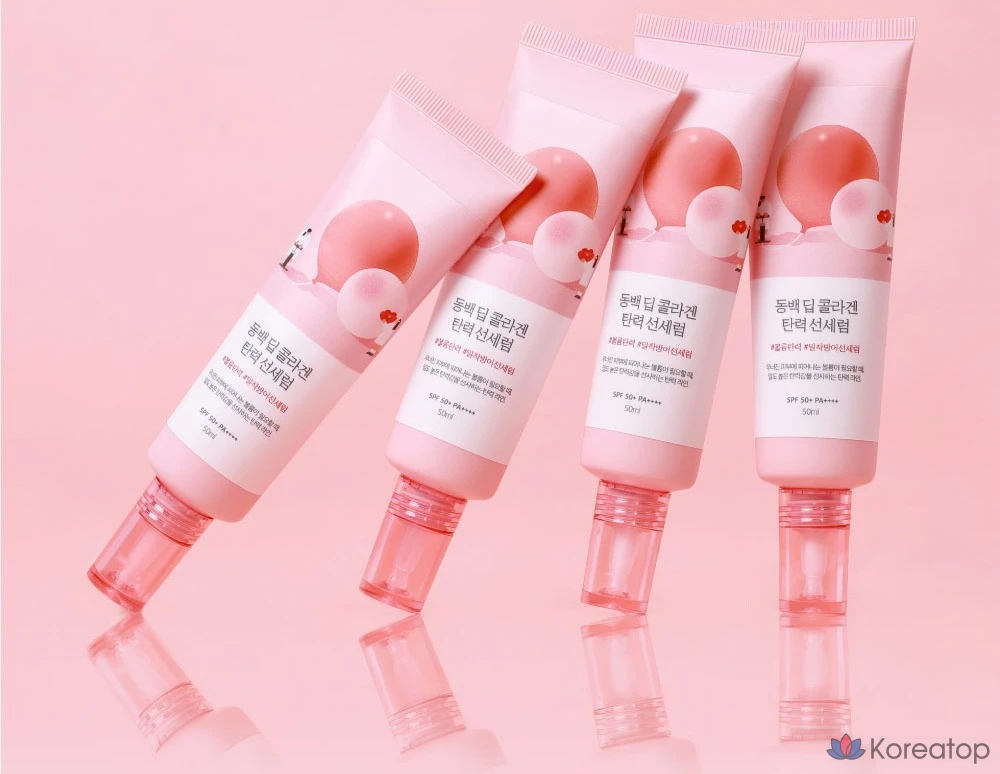 Солнцезащитный крем-сыворотка Round Lab Camellia Deep Collagen Elasticity Sun Serum SPF50+ PA++++, 50 мл, 1 шт.