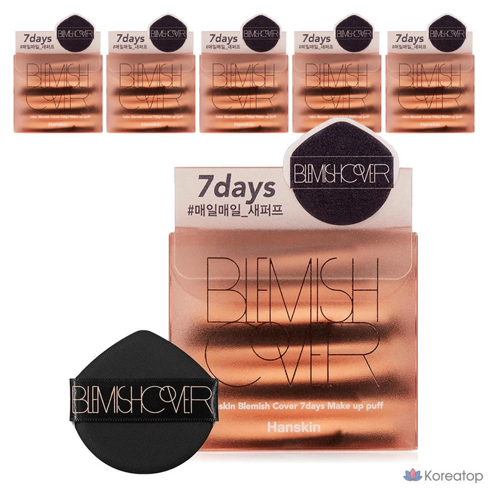 Набор для ухода HANSKIN Blemish Cover 7days Puff 7-piece Set, смешанные оттенки, 6 шт.