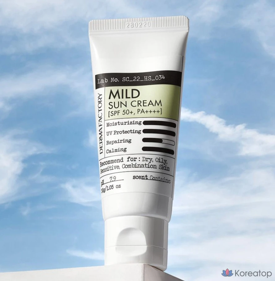 Солнцезащитный крем Derma Factory Mugija Cha Mild Cypress Water Sun Cream SPF50+ PA++++, 30 г, 1 шт.