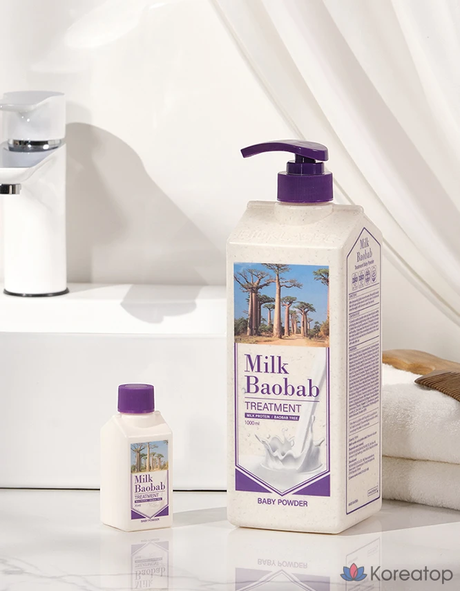 Набор для ухода Milk Baobab Bio Classe Baby Powder Shampoo + Treatment, 1000 мл x 2, 4 шт.