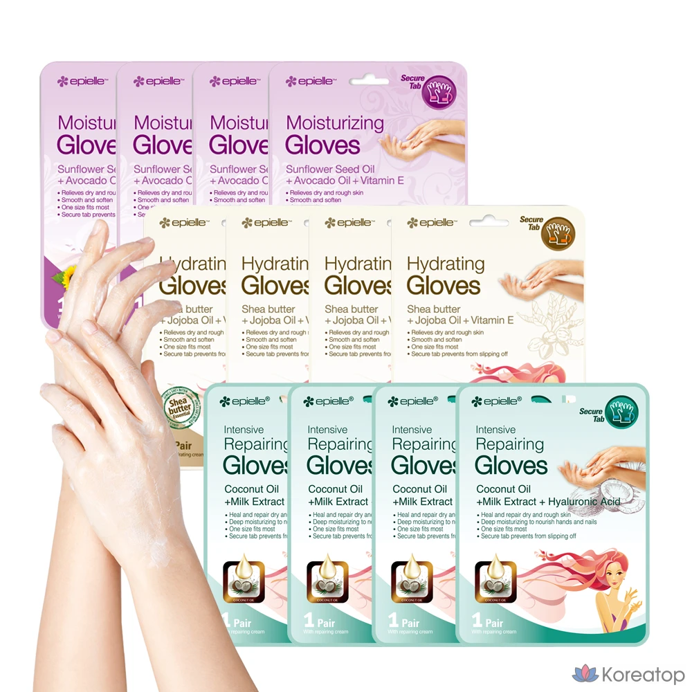 Тканевая маска для рук Epielle Hand Mask Pack Moisturizing 4p + Hydrating 4p + Intensive Repairing 4p, 60 шт., фото 2