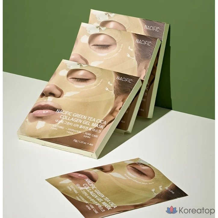 Тканевая маска для лица NACIFIC Green Tea Cica Collagen Gel Mask, 4 шт., фото 3