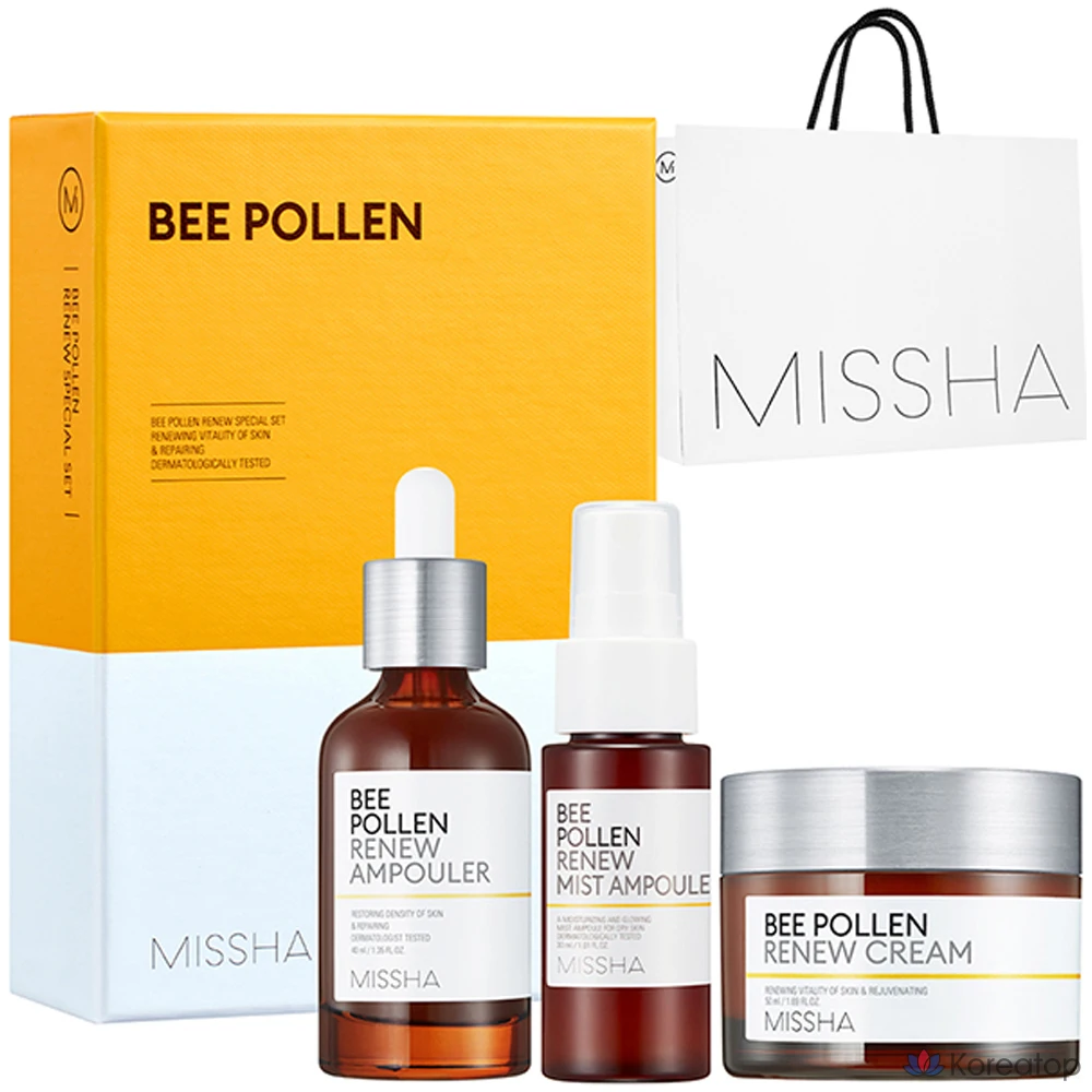 Набор для ухода Missha Bee Pollen Renew Special 3-piece Set + Shopping Bag, 1 шт.