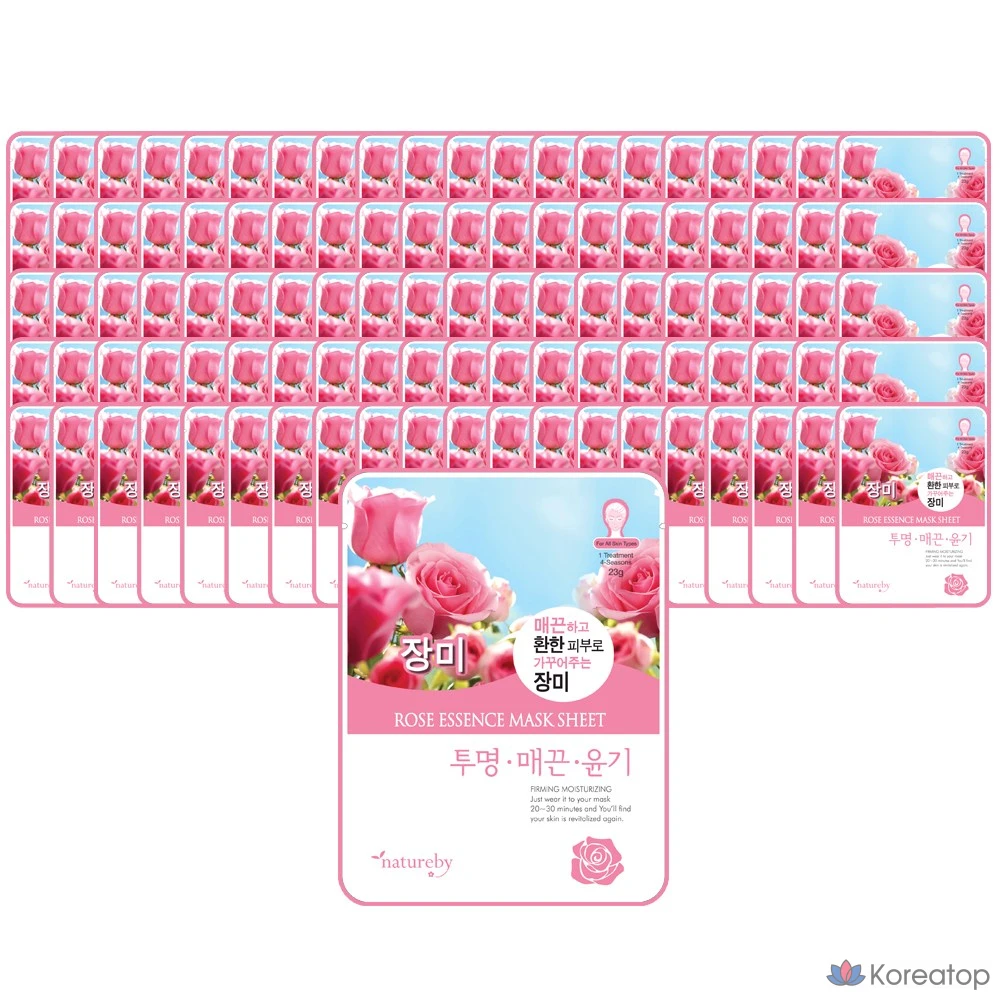 Тканевая маска для лица Natureby Rose Essence Mask, 90 шт.