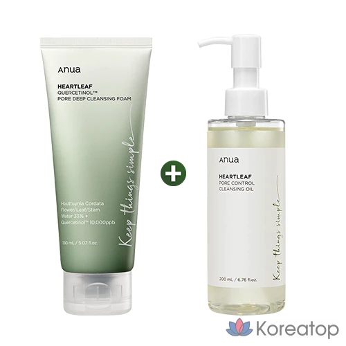 Набор для ухода Anua Pore Double Cleansing Set Quercetinol T-Nol Cleansing Foam, 360 мл, 1 шт.