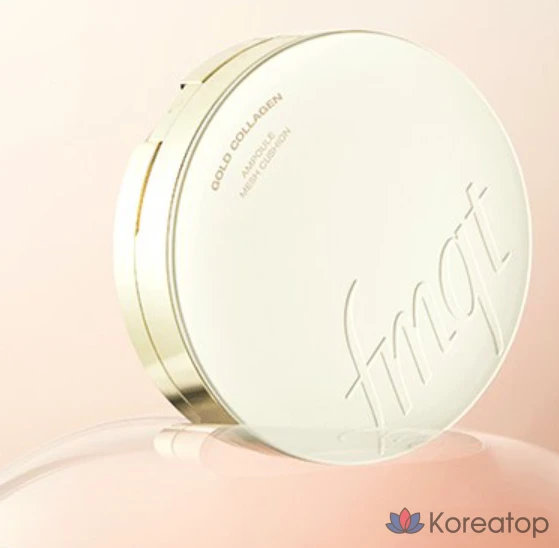 Ампульная сыворотка-основа FMGT The Face Shop Gold Collagen Ampoule Glow Foundation, оттенок 201 Apricot Beige, 15 г, 1 шт.