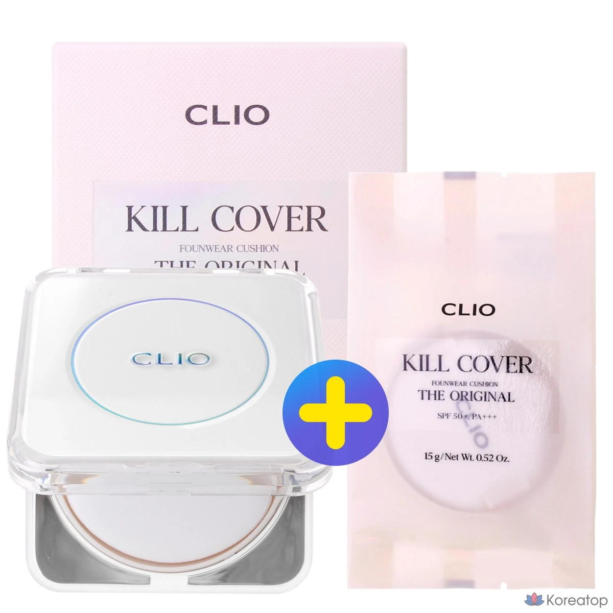 Кушон Clio Kill Cover Founwear Cushion The Original Set (рефил в комплекте), оттенок 21C Lingerie, 1 шт.