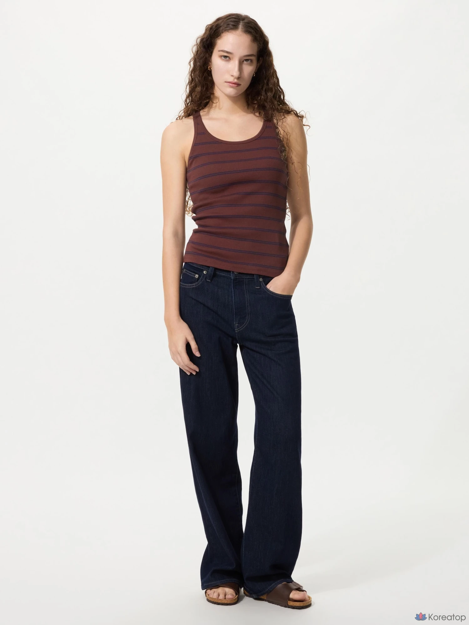 Бра-топ Uniqlo Racerback Bra Top, в полоску