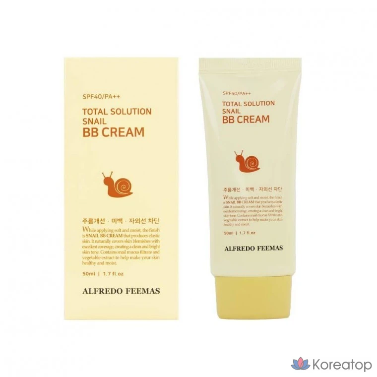 Тональный крем Alfredo Feemas Total Solution Snail BB Cream, 50 мл, 1 шт.