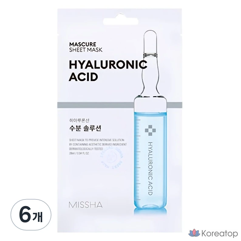 Тканевая маска для лица Missha MasCure Moisture Solution Sheet Mask Hyaluronic Acid, 6 шт.