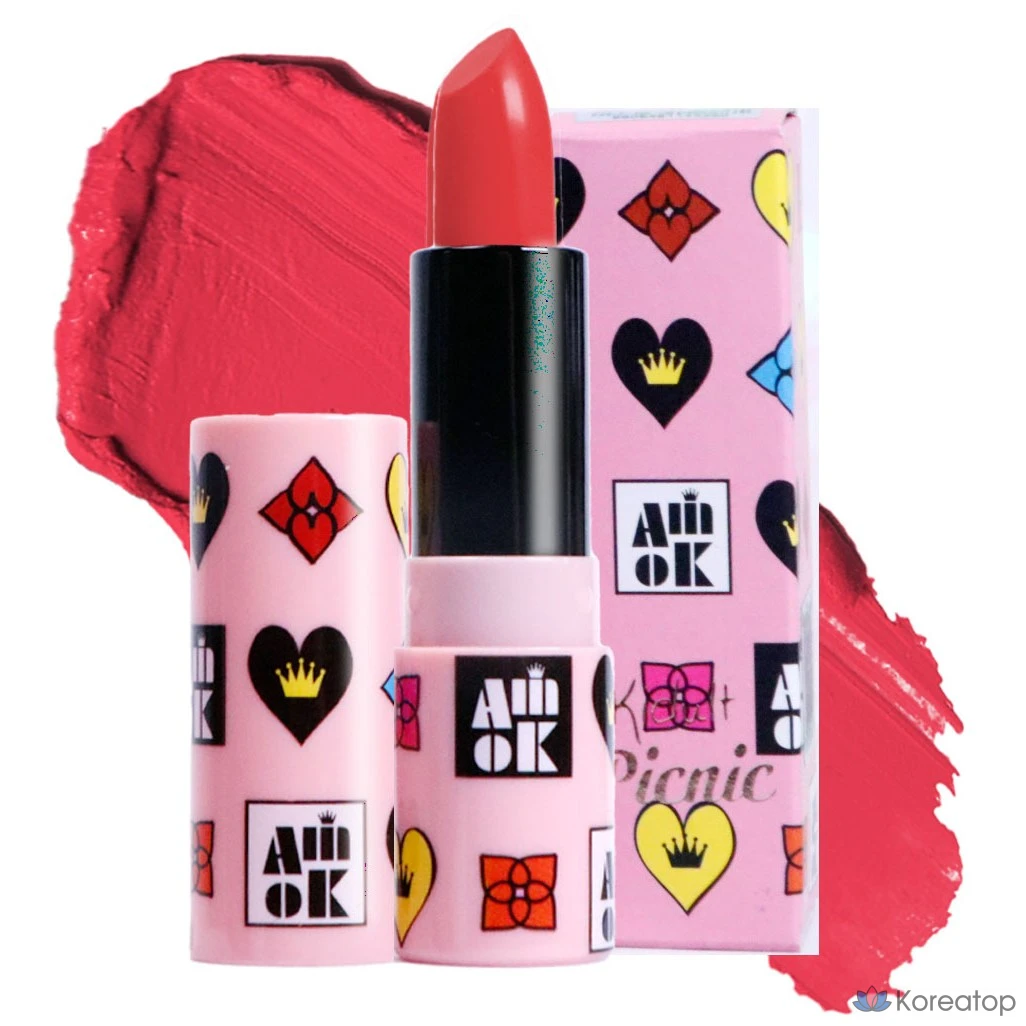 Помада YNM Amiok K-Turt Picnic Lipstick, оттенок S413 Stella Red, 4 г, 1 шт.