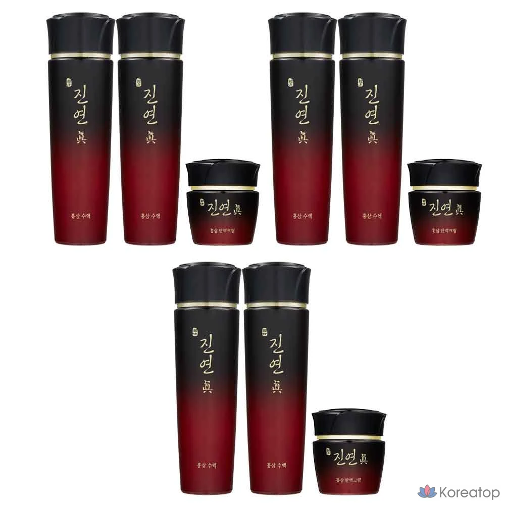 Набор для ухода Coreana Jinyeonjin 3-piece Set (Red Ginseng Milk + Tonic + Firming Cream + Shopping Bag), 3 шт.