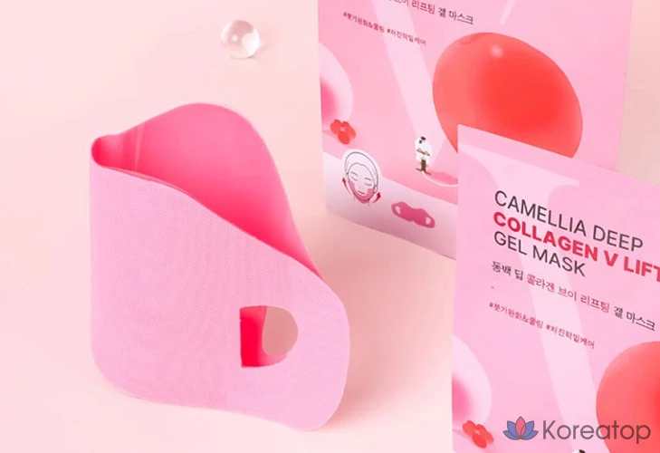 Гидрогелевая маска для лица Round Lab Camellia Deep Collagen V-Lifting Gel Mask, 10 г, 12 шт., фото 3