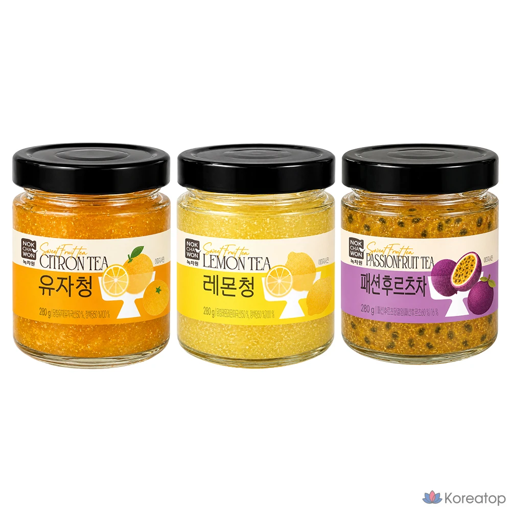 Набор для ухода Nokchawon Fresh Garden Fruit Tea Gift Set (Lemon + Yuzu + Passion Fruit), 840 г, 1 шт.