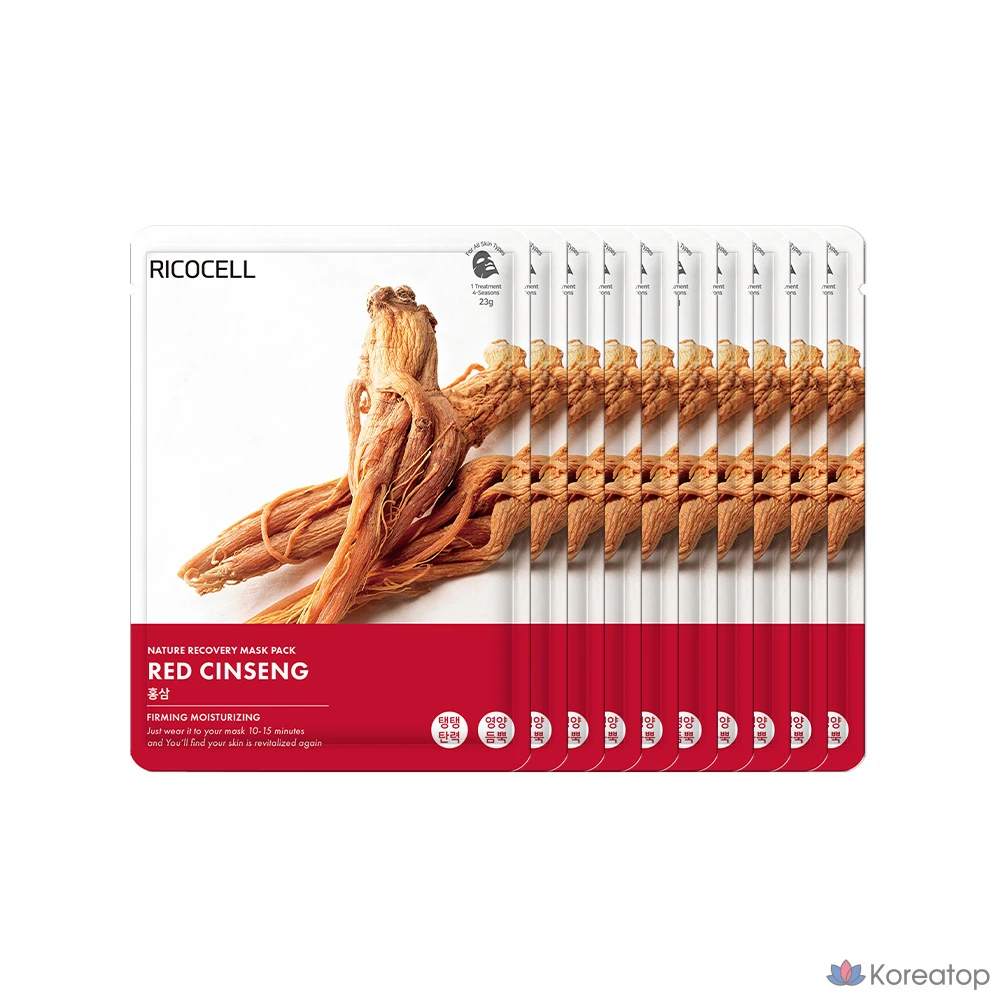 Тканевая маска для лица Ricocell Nature Recovery Red Ginseng Mask, 23 г, 20 шт.