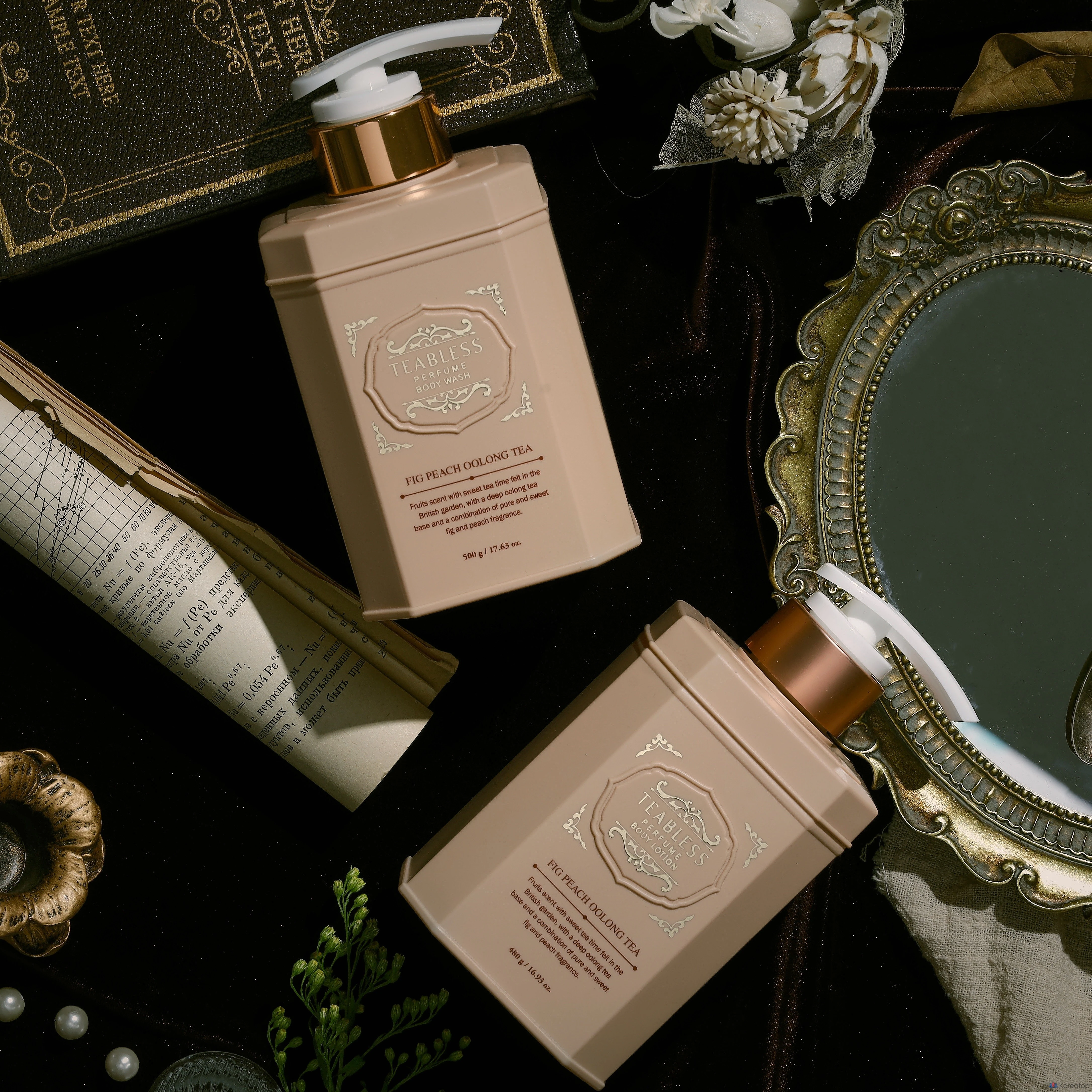 Набор для ухода TEABLESS Perfume Body Lotion + Body Wash + Gift Box Set, аромат Oolong Tea Fig Peach, 1 шт.