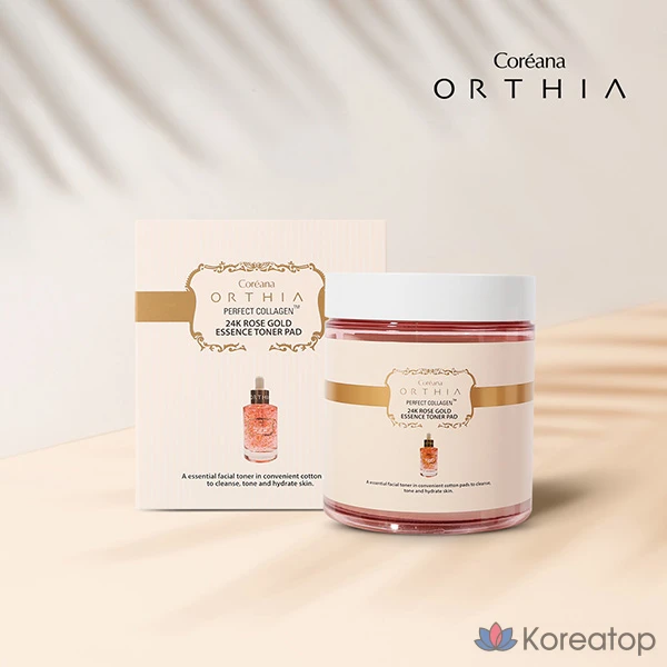 Тонер-пэды Coreana Orcia 24K Rose Gold Essence Toner Pad, 100 шт.
