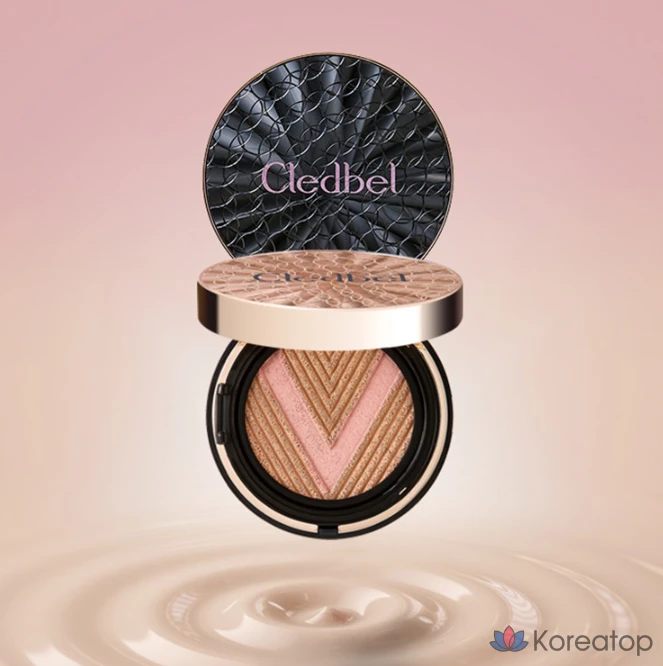 Кушон Cledbel Glow Power Lift V Rose Gold Cushion Foundation, оттенок 21, 13 г + 13 г + 100 мл, 1 шт.