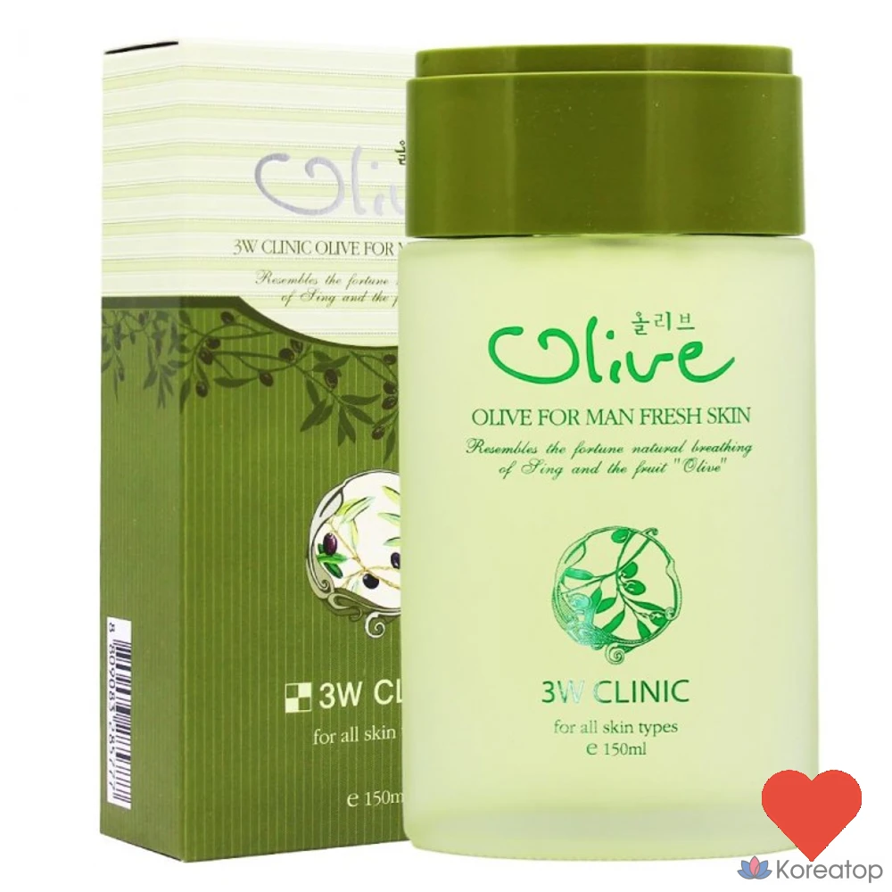 Тонер 3W Clinic Olive For Men Skin, 150 мл, фото 2