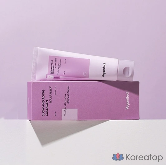 Тканевая маска для лица Veganifect Slow &amp; Aging Low Molecular Collagen Water Glow Wrap Mask, 80 мл, 1 шт.
