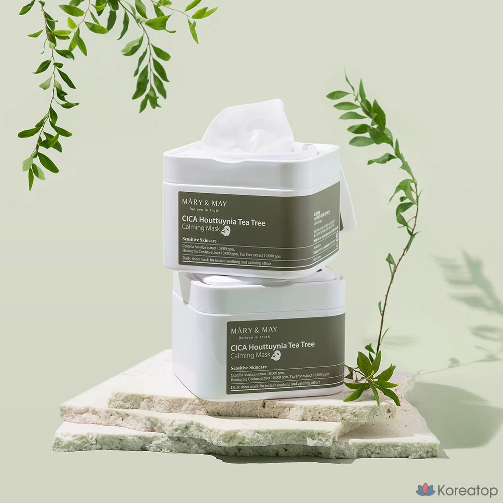 Тканевая маска для лица Mary&May Cica Houttuynia Cordata Tea Tree Calming Mask, 400 г, 30 шт., фото 3