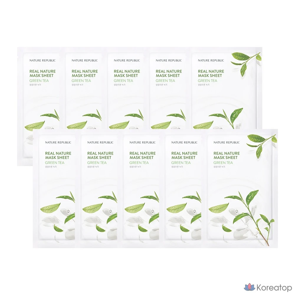 Тканевая маска для лица Nature Republic Real Nature Green Tea Mask, 30 шт.