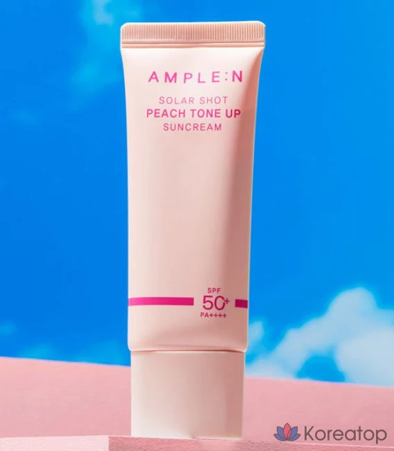 Солнцезащитный крем AMPLE:N Solar Shot Peach Tone Up Sun Cream SPF50+ PA++++, 40 мл, 1 шт.