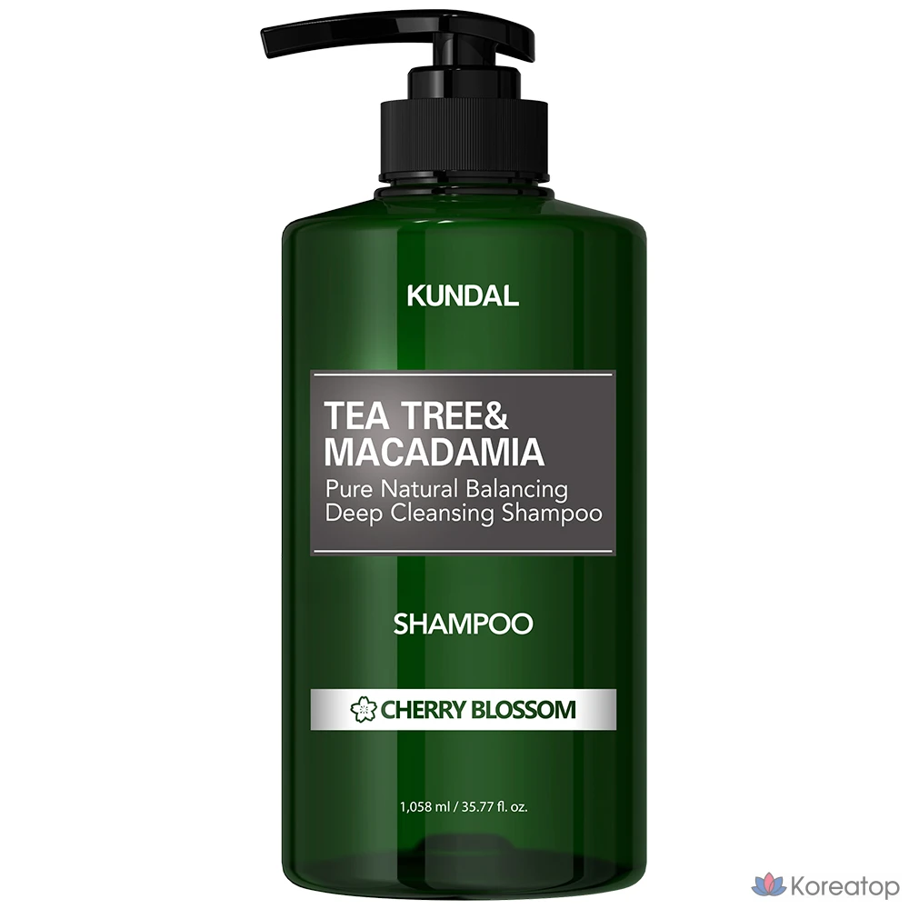 Шампунь Kundal Tea Tree & Macadamia Deep Cleansing Shampoo Cherry Blossom, 1.058 л, 1 шт.