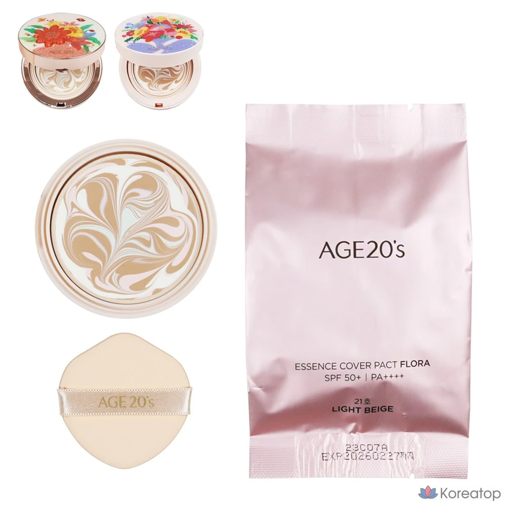 Пэды AGE 20s Essence Cover Pact Blooming Flora Edition Refill, оттенок 21, 1 шт.