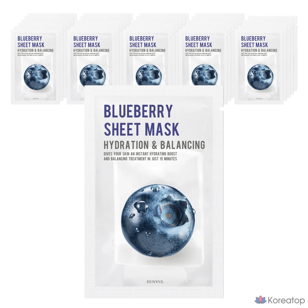 Тканевая маска для лица Eunyul Purity Blueberry Mask, 30 шт.