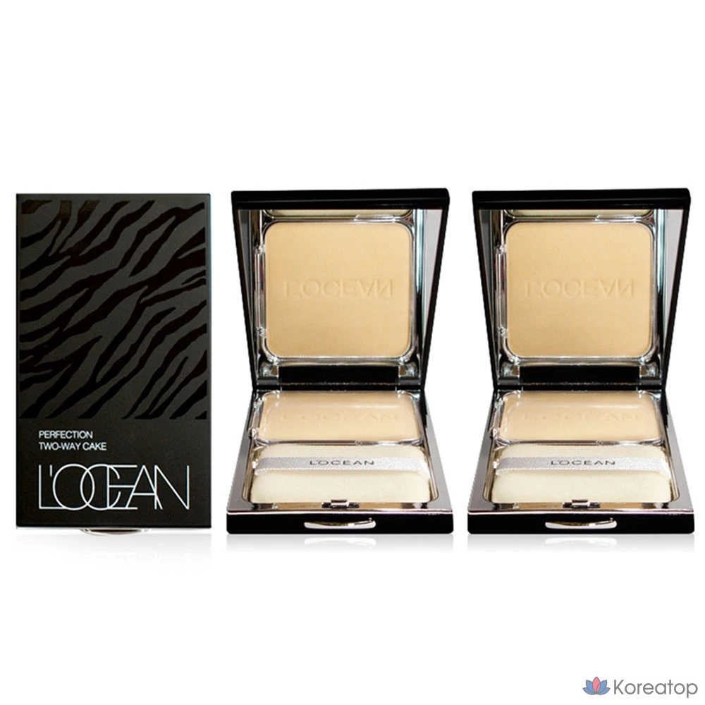 Компактная пудра L'OCEAN Two-Way Cake Powder Cover Pact, оттенок 21 Clear Beige, оттенок 33 Sexy Beige, 2 шт.