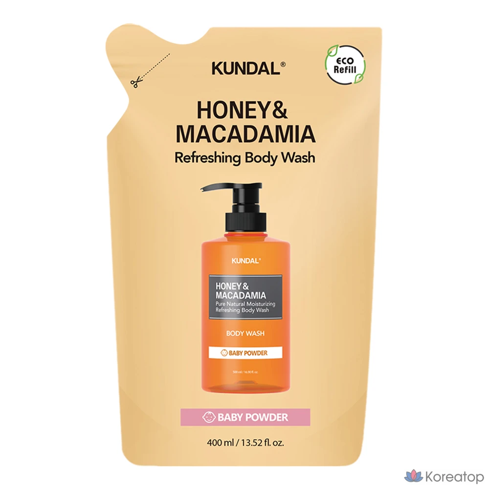 Гель для душа Kundal Honey &amp; Macadamia Pure Body Wash, аромат Baby Powder, 400 мл, 1 шт.