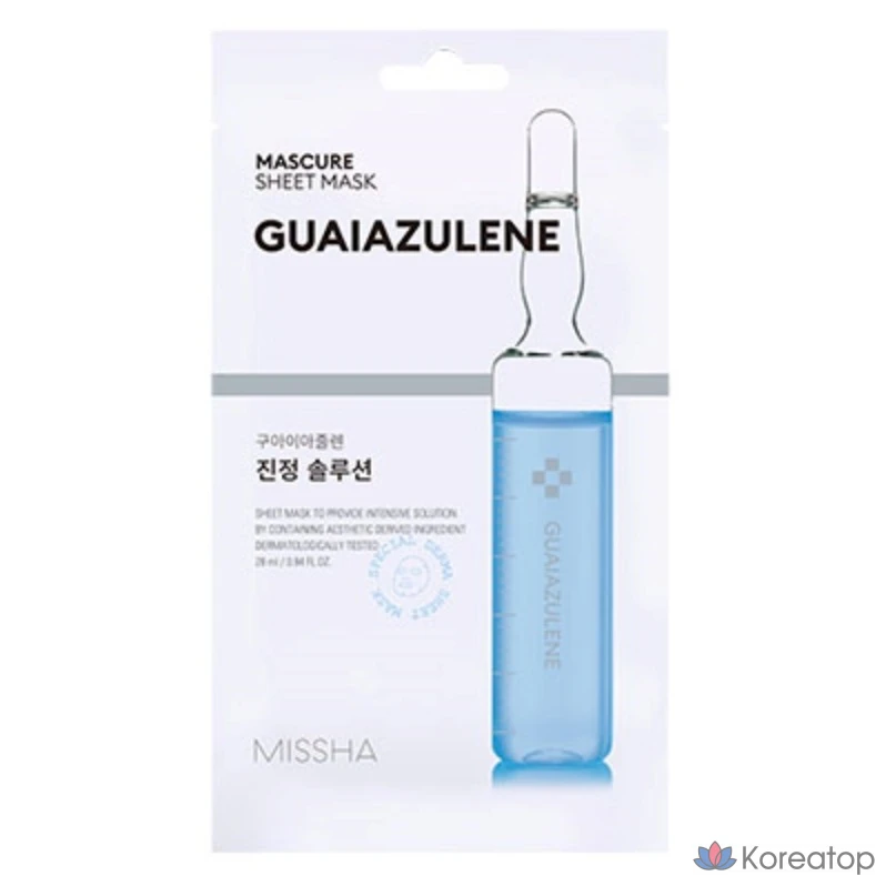 Тканевая маска для лица Missha Mascure Calming Solution Sheet Mask Guaiazulene, 1 шт.