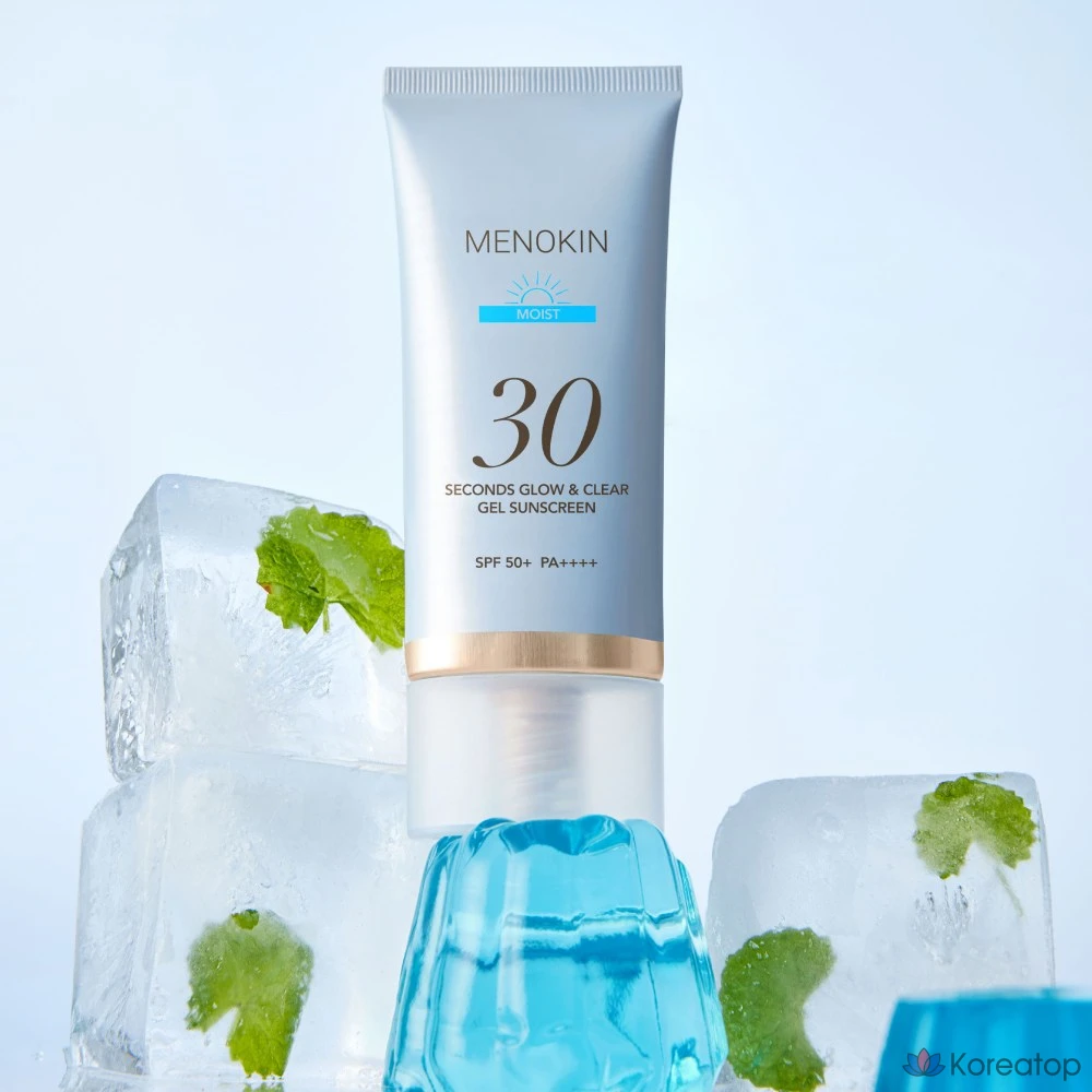 Солнцезащитный крем Menokin 30-Second Glow & Clear Gel Sunscreen Moist SPF50+ PA++++, 50 мл, 1 шт.