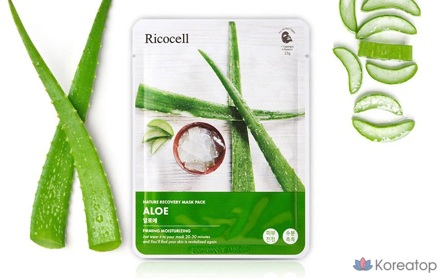 Тканевая маска для лица Ricocell Nature Recovery Mask Aloe, 30 шт., фото 3