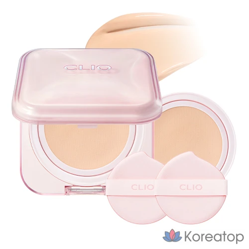 Кушон Clio Kill Cover Mesh Glow Cushion Essential Set (Cushion + Refill) + Puff 2 pcs, оттенок 23N Ginger, 1 шт.