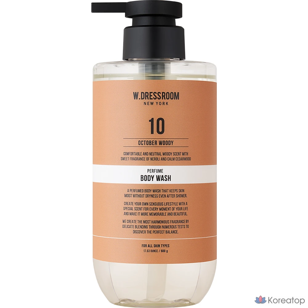 Парфюмированное средство для душа W.Dressroom Perfume Body Wash, оттенок 10 October Woody, 1 шт.
