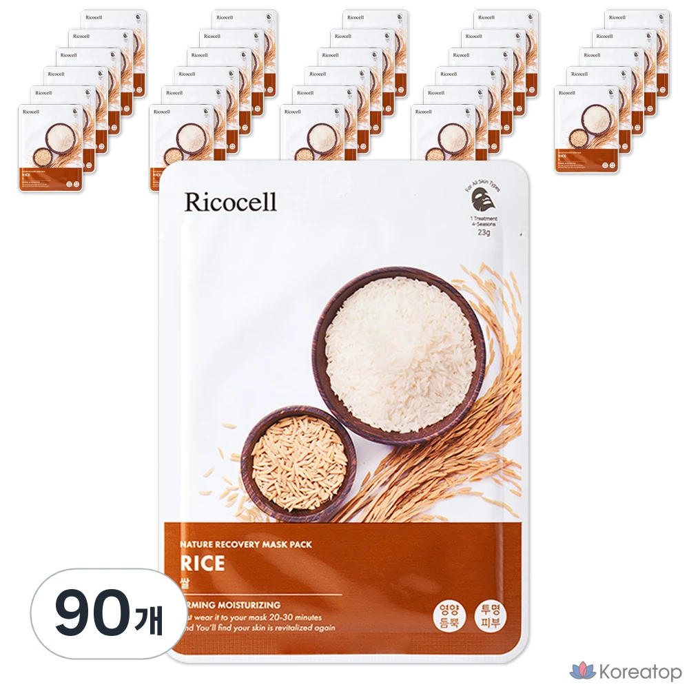 Тканевая маска для лица Ricocell Nature Recovery Mask Rice, 23 г, 90 шт.