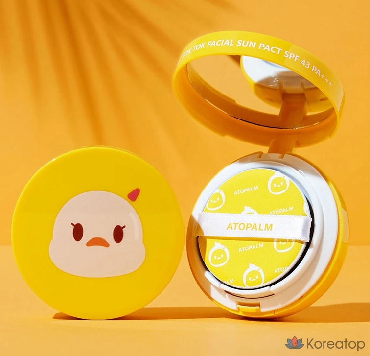 Солнцезащитный кушон Atopalm Tok Tok Facial Sun Pact SPF43 PA+++, 15 г, 1 шт.