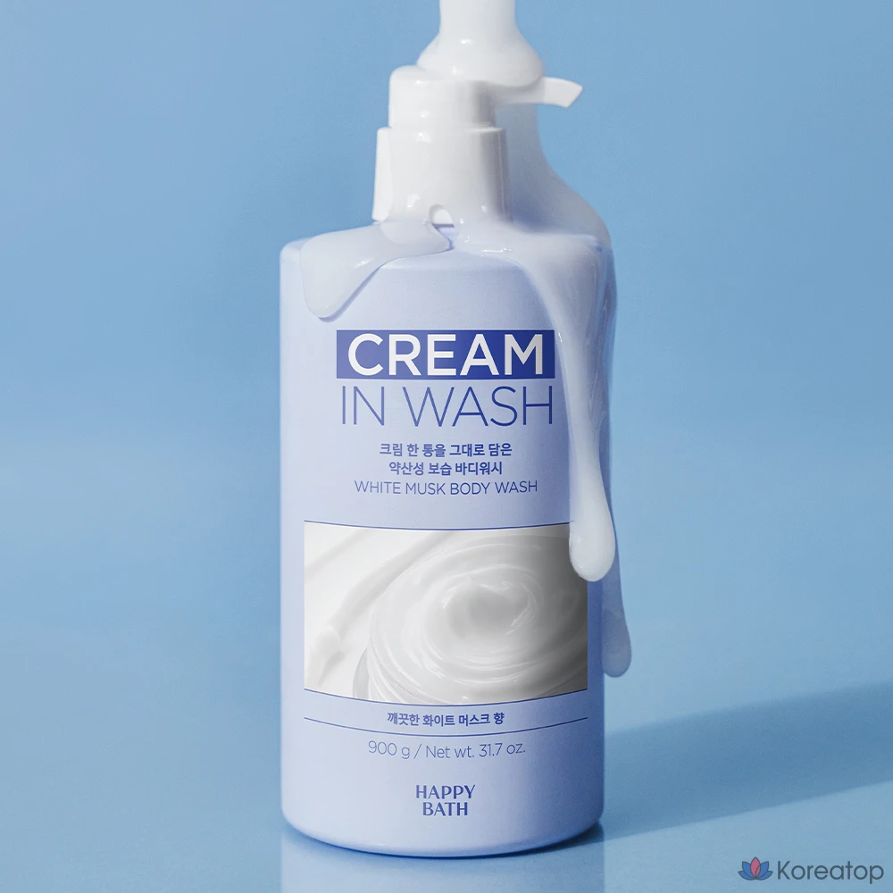 Гель для душа Happy Bath Cream In Low pH Moisture Body Wash, аромат White Musk, 900 г, 1 шт., фото 3