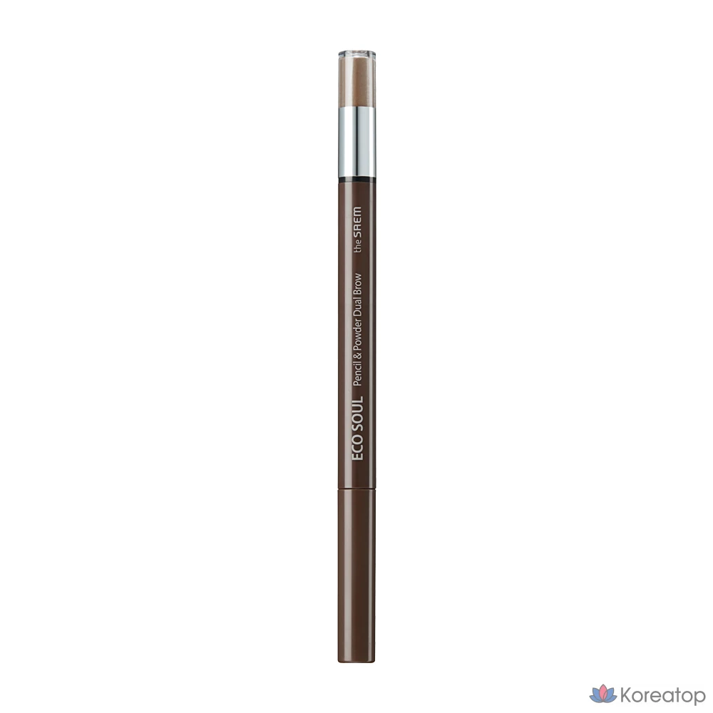 Карандаш для бровей The Saem Eco Soul Pencil & Powder Dual Brow, оттенок Dark Brown, 1 шт.