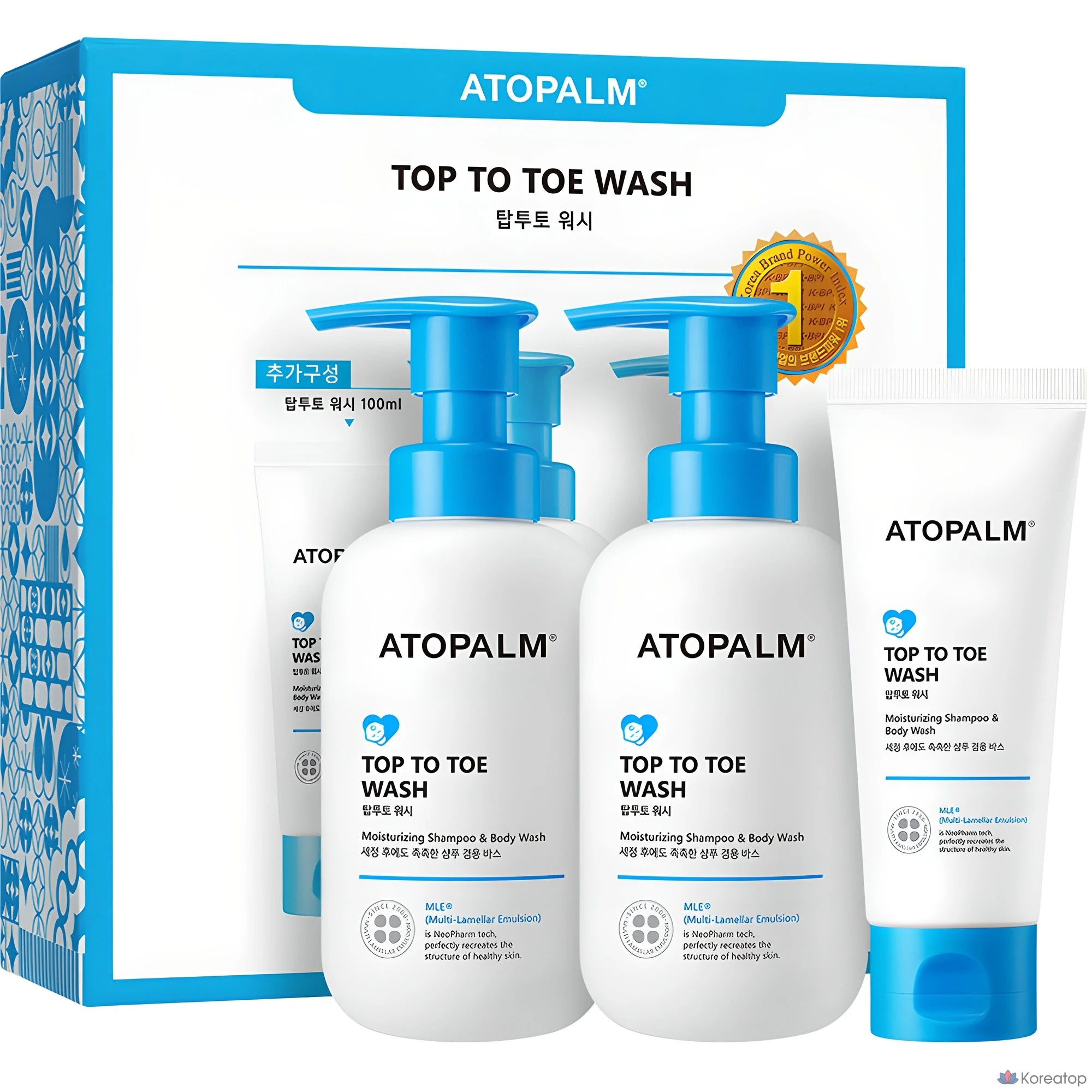 Набор для ухода Atopalm Top-to-Toe Baby All-in-One Wash, 300 мл x 2 + 100 мл, 1 шт.