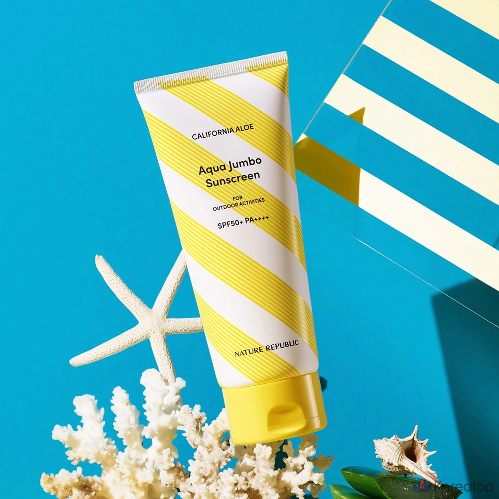 Солнцезащитный крем Nature Republic California Aloe Aqua Jumbo Sun Lotion SPF50+ PA++++, 250 мл, 1 шт.