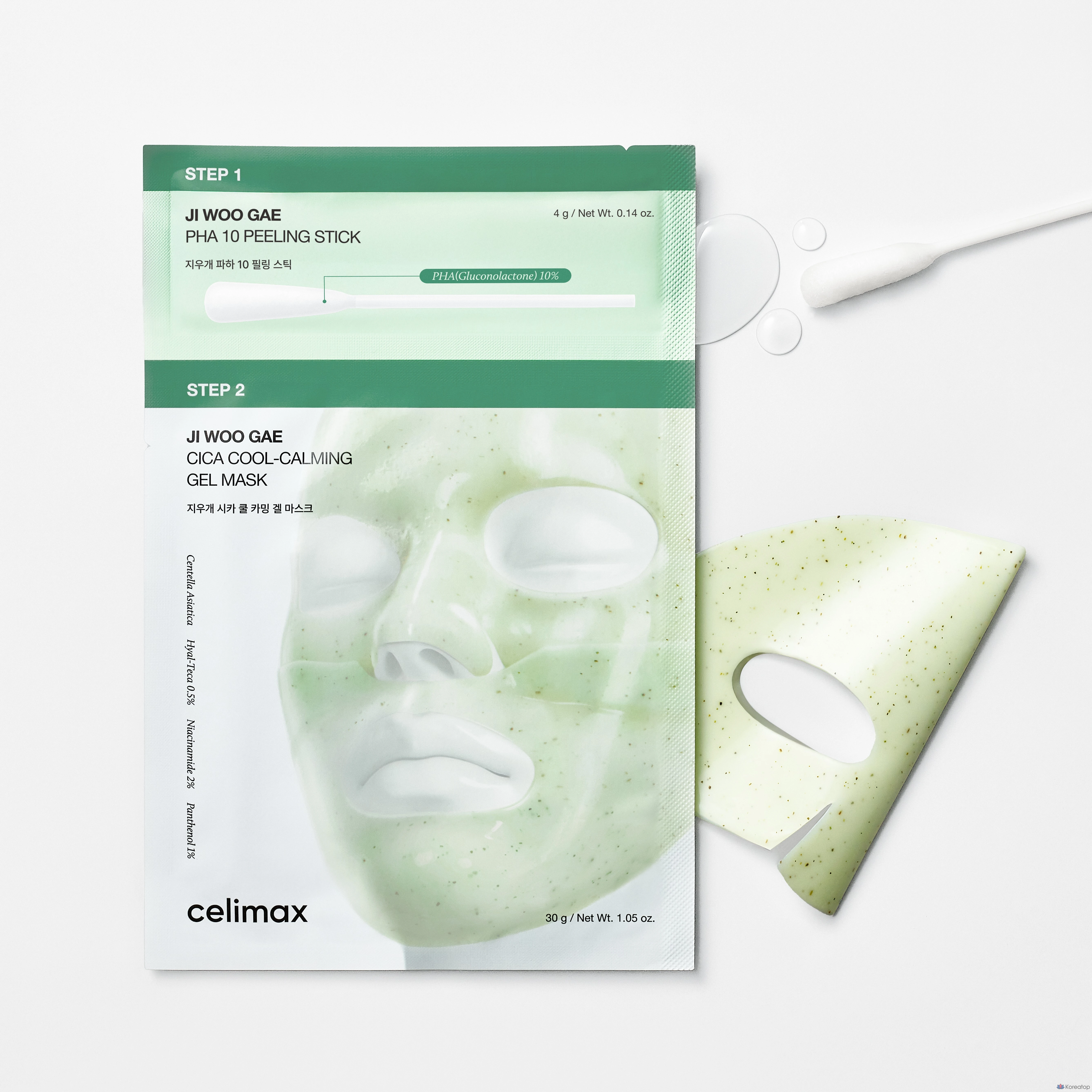 Пилинг Celimax Jiwoogae Cica PHA Two-Step Gel Mask, 40 шт., фото 3