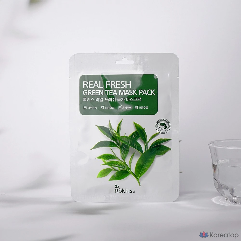 Тканевая маска для лица Rokkiss Real Fresh Green Tea Mask, 50 шт.