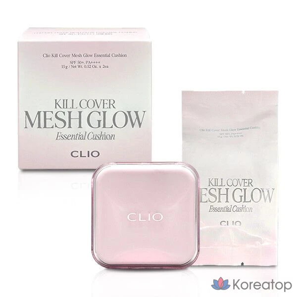 Кушон Clio Kill Cover Mesh Glow Cushion (основа + сменный блок), оттенок 19N Porcelain, 1 шт.