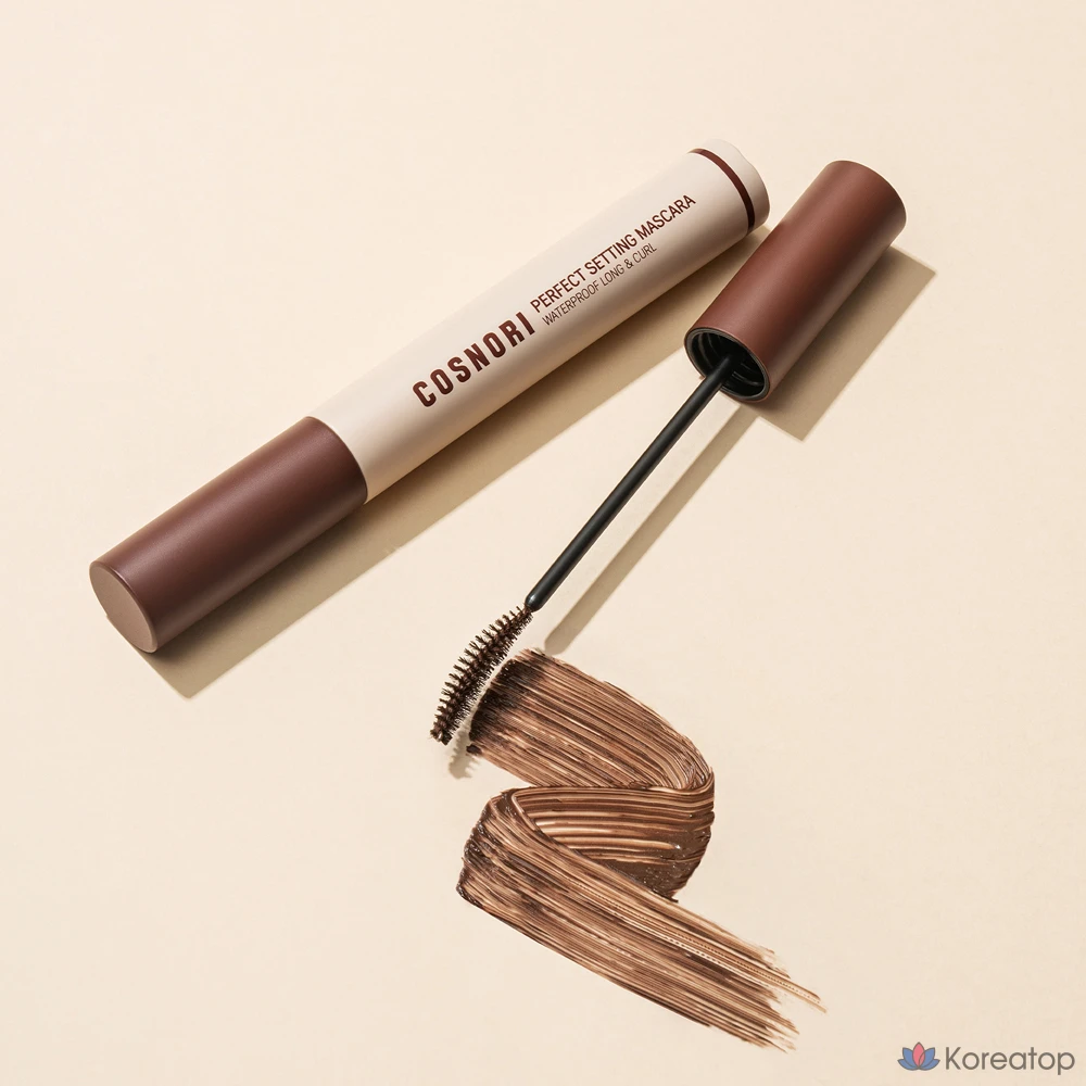 Тушь для ресниц Cosnori Perfect Setting Waterproof Long & Curl Mascara, оттенок Cozy Brown, 7 мл, 1 шт.