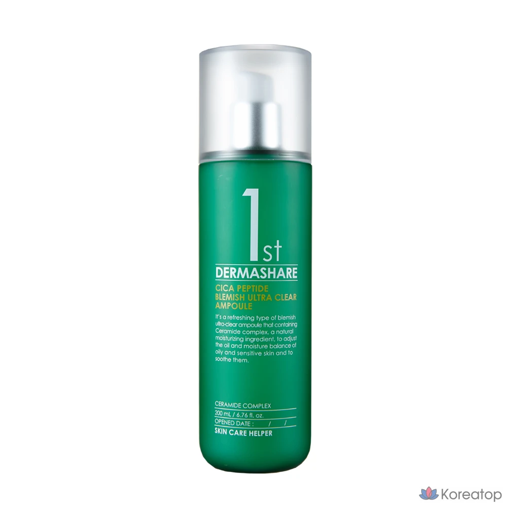 Ампульная сыворотка Dermashare First Cica Peptide Blemish Ultra Clear Ampoule, 200 мл, 1 шт.