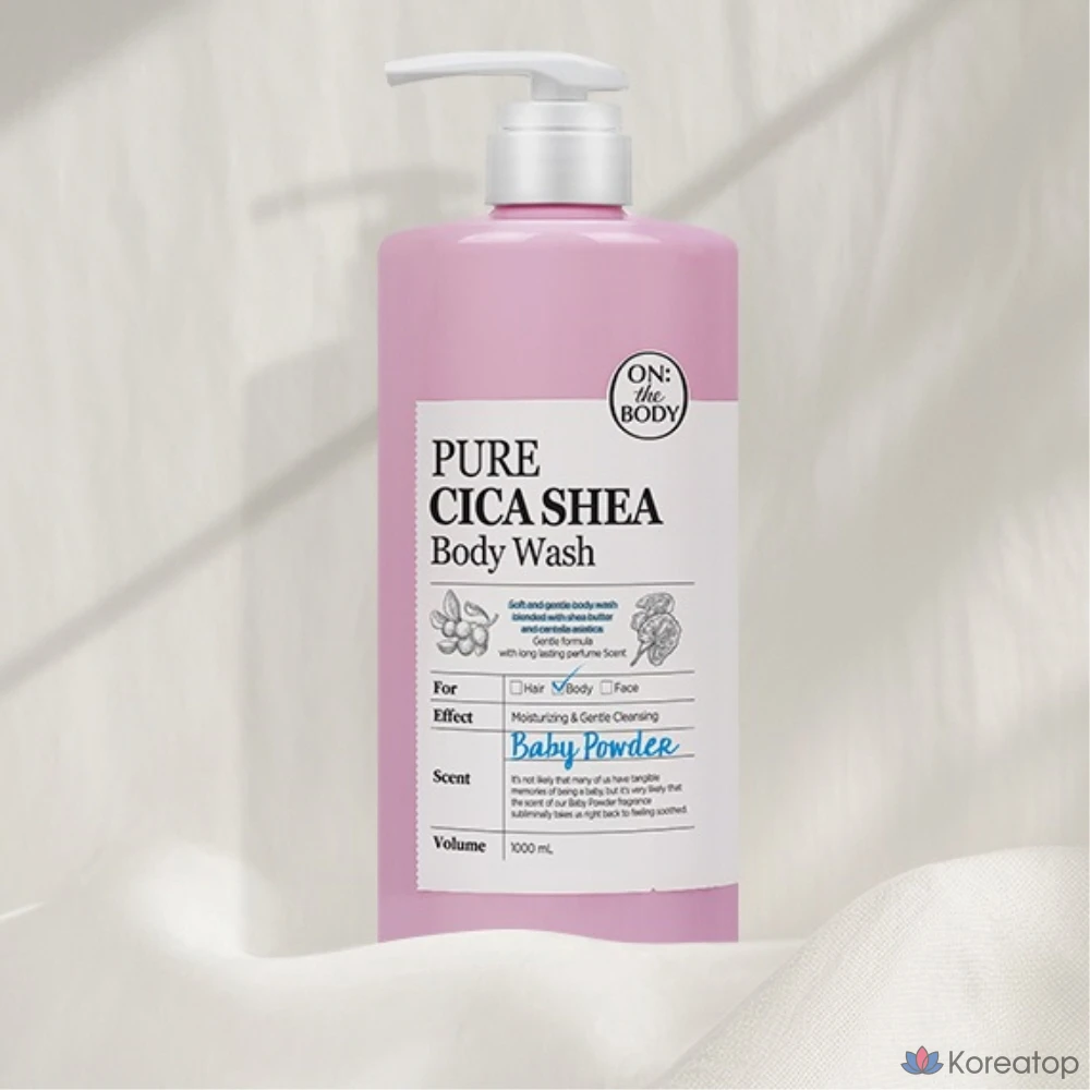 Гель для душа Pure Derma On The Body Pure Cica Very Mild Family Body Wash Baby Powder Scent + White Musk Scent, 1 л, 2 шт.