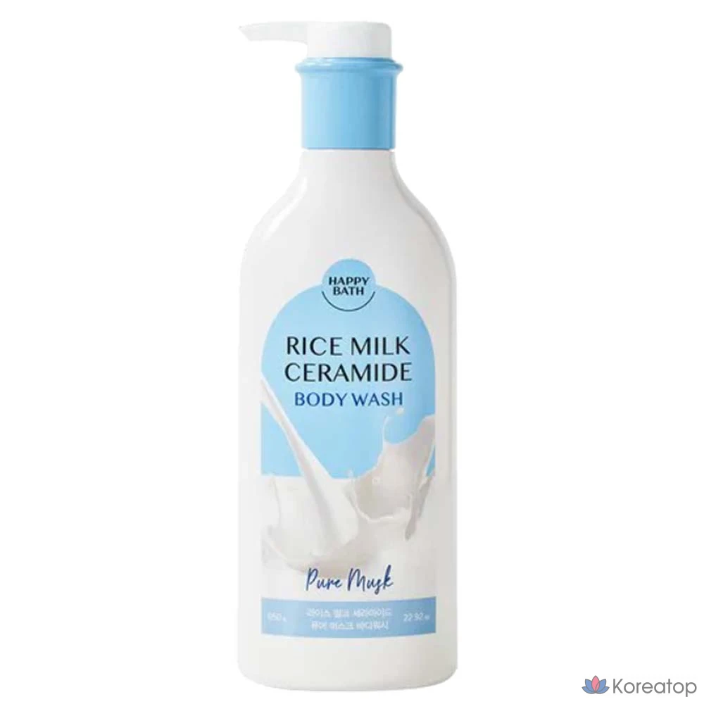 Гель для душа Happy Bath Rice Milk Ceramide Body Wash Pure Musk, 650 г, 1 шт.